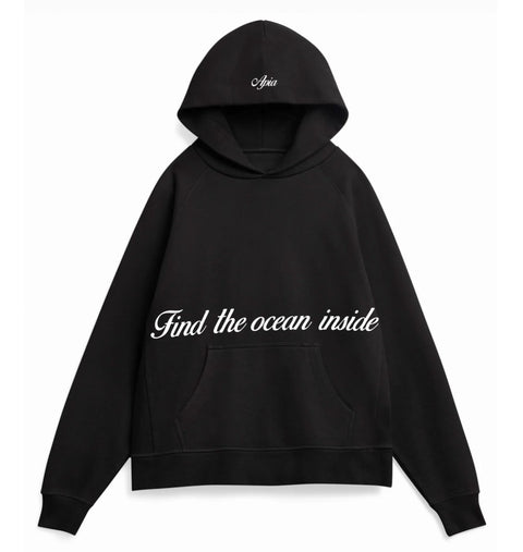 Black Hoodie white letters in front 